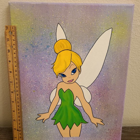 Hand painted Tinkerbell on canvas - Picture 9 of 9